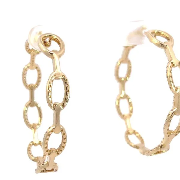 14k Yellow Gold 2.4ct Fancy Hoop Diamond Earrings Image 3 Arezzo Jewelers Elmwood Park, IL
