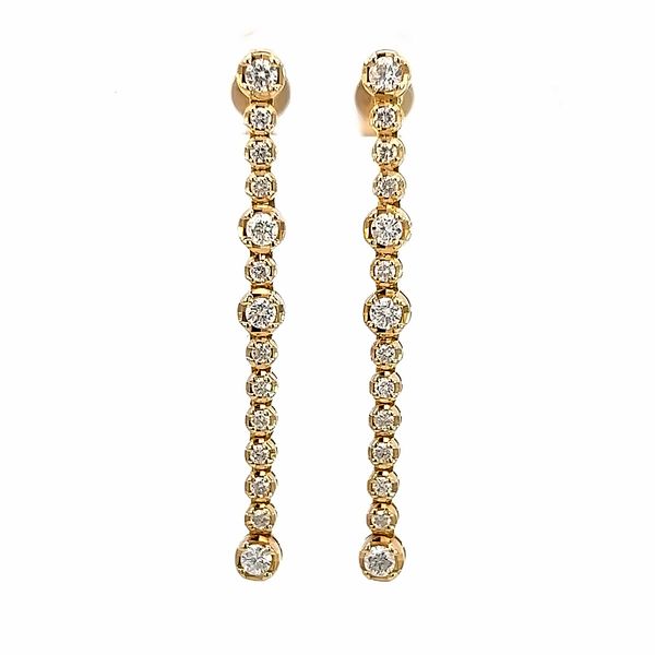 18k Yellow Gold 1.34ct Dangle Diamond Earrings Arezzo Jewelers Elmwood Park, IL