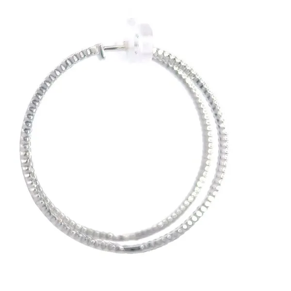 Elegant 18K White Gold Medium Inside-Out Hoop Diamond Earrings - Crafted in Italy Image 2 Arezzo Jewelers Elmwood Park, IL