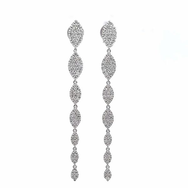 18K White Gold Dangle Diamond Earrings - Italian Craftsmanship Arezzo Jewelers Elmwood Park, IL