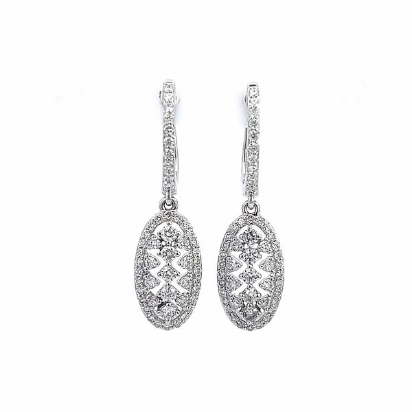 Sophisticated 18K White Gold Openwork Dangle Diamond Earrings - Italian Elegance Arezzo Jewelers Elmwood Park, IL