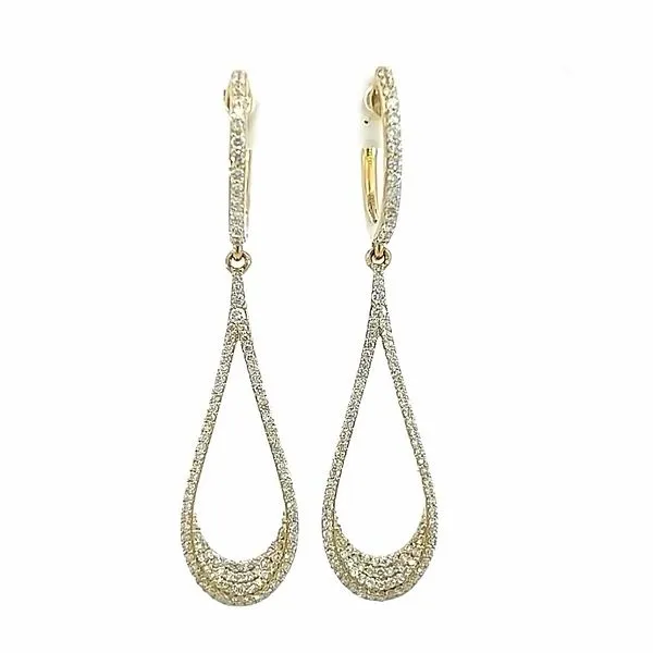 Elegant 18K Yellow Gold Pave Diamond Dangle Earrings - Italian Craftsmanship Arezzo Jewelers Elmwood Park, IL