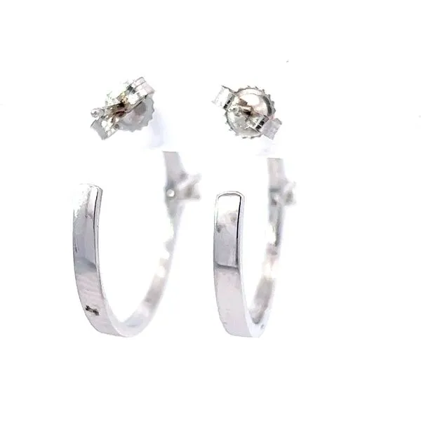 14k White Gold Small Hoop Diamond Earrings Image 3 Arezzo Jewelers Elmwood Park, IL