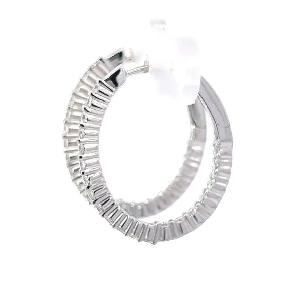 Elegant 14K White Gold Oval Inside Out Diamond Hoop Earrings - 1.00cts Image 2 Arezzo Jewelers Elmwood Park, IL