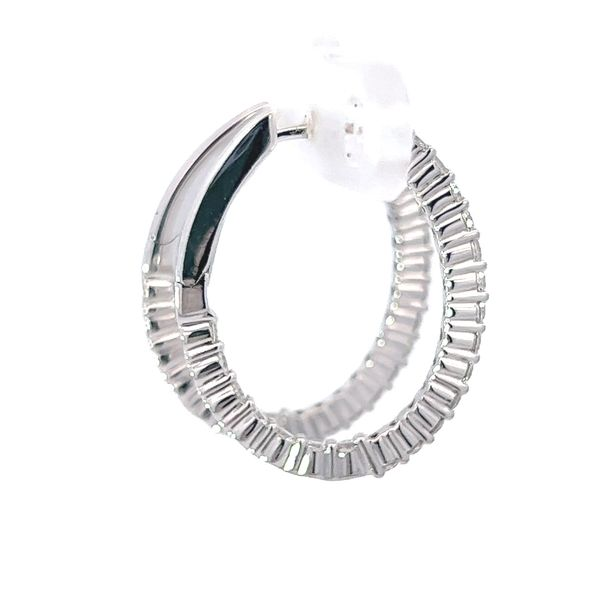 Elegant 14K White Gold Oval Inside Out Diamond Hoop Earrings - 1.00cts Image 3 Arezzo Jewelers Elmwood Park, IL