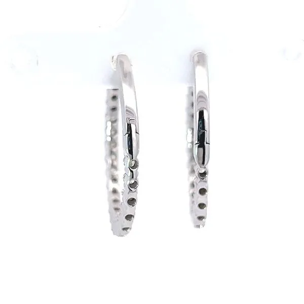 Elegant 14K White Gold Oval Inside Out Diamond Hoop Earrings - 1.00cts Image 4 Arezzo Jewelers Elmwood Park, IL