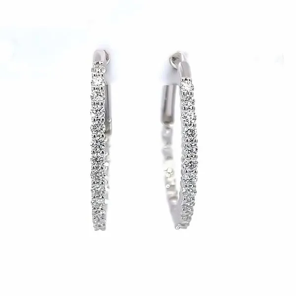 Elegant 14K White Gold Oval Inside Out Diamond Hoop Earrings - 1.00cts Arezzo Jewelers Elmwood Park, IL