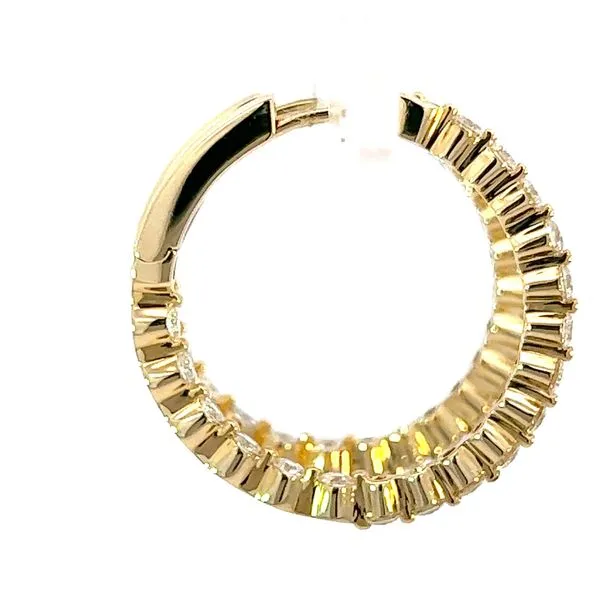 Exquisite 14K Yellow Gold Inside Out Diamond Hoop Earrings - 1.48cts TW Image 3 Arezzo Jewelers Elmwood Park, IL