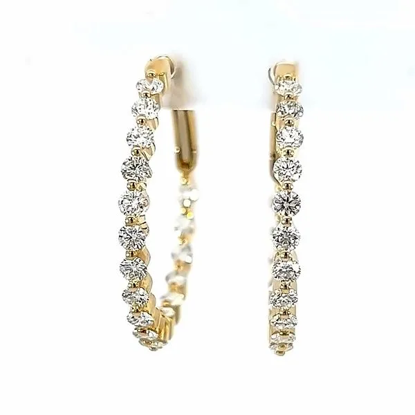 Exquisite 14K Yellow Gold Inside Out Diamond Hoop Earrings - 1.48cts TW Arezzo Jewelers Elmwood Park, IL