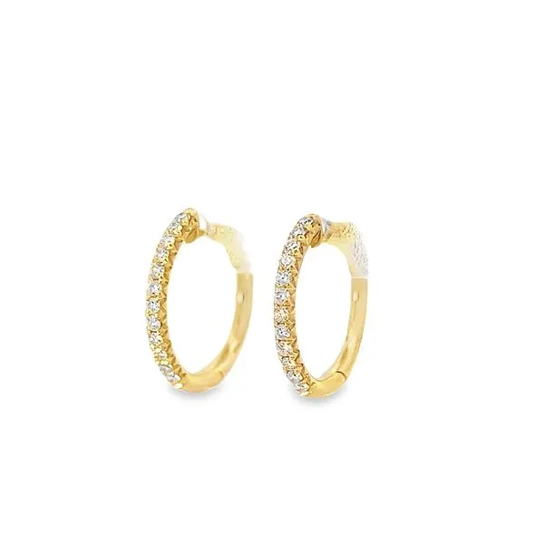 14k Yellow Gold 1/4ct Diamond Hoop Earrings Image 2 Arezzo Jewelers Elmwood Park, IL