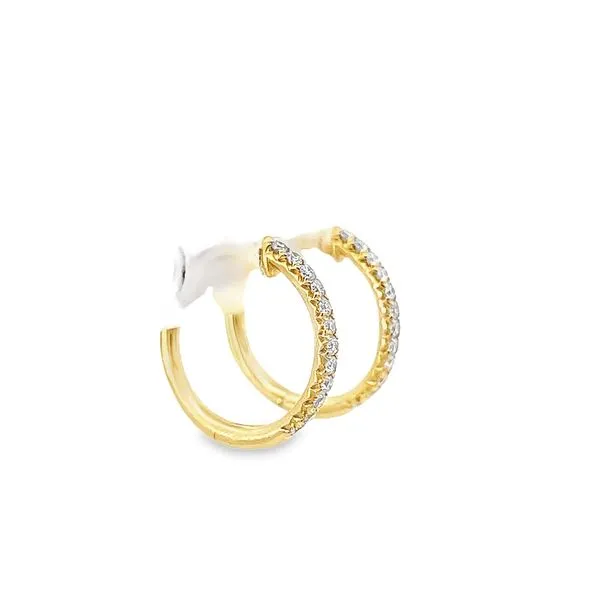 14k Yellow Gold 1/4ct Diamond Hoop Earrings Image 3 Arezzo Jewelers Elmwood Park, IL