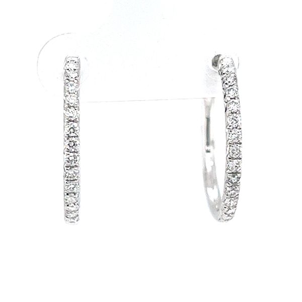 14k White Gold 20mm Hoop Diamond Earrings Arezzo Jewelers Elmwood Park, IL