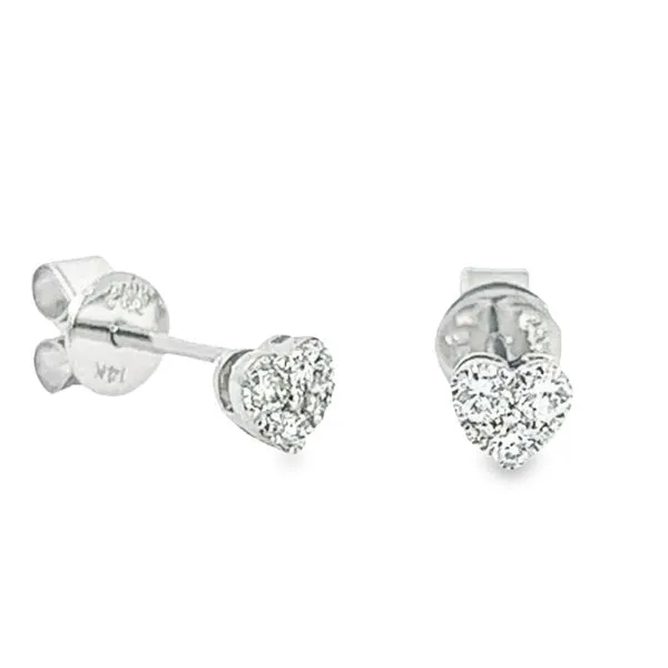Small Heart Shape 0.17ct Diamond Stud Earrings Image 2 Arezzo Jewelers Elmwood Park, IL