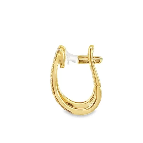 18k Yellow Gold Pave Diamond Huggie Earrings Image 2 Arezzo Jewelers Elmwood Park, IL