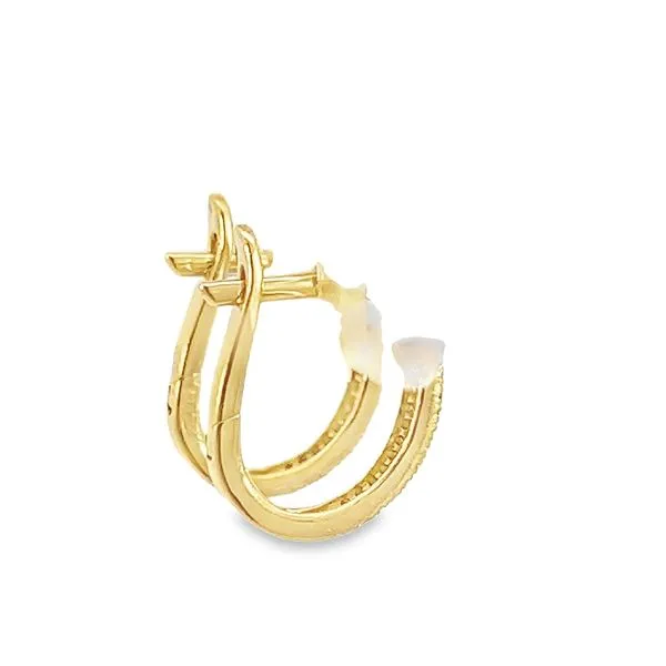 18k Yellow Gold Pave Diamond Huggie Earrings Image 3 Arezzo Jewelers Elmwood Park, IL