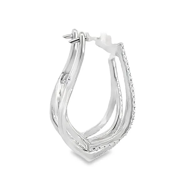 18k White Gold Designer Dangle Diamond Earrings Image 3 Arezzo Jewelers Elmwood Park, IL