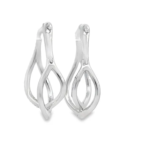 18k White Gold Designer Dangle Diamond Earrings Image 4 Arezzo Jewelers Elmwood Park, IL