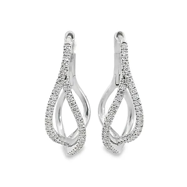 18k White Gold Designer Dangle Diamond Earrings Arezzo Jewelers Elmwood Park, IL