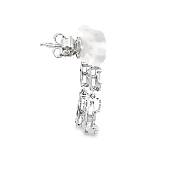 18K White Gold Dangle Diamond Earrings Image 3 Arezzo Jewelers Elmwood Park, IL