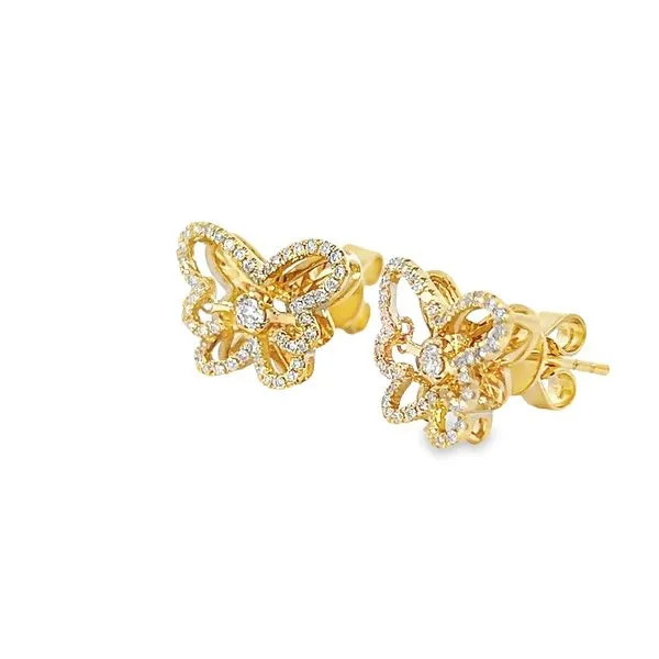 18K Yellow Gold Dancing Diamond Butterfly Earrings Image 2 Arezzo Jewelers Elmwood Park, IL