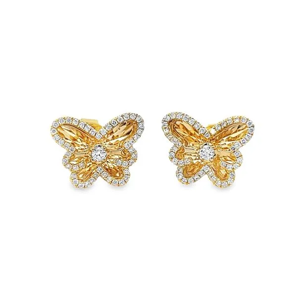 18K Yellow Gold Dancing Diamond Butterfly Earrings Arezzo Jewelers Elmwood Park, IL