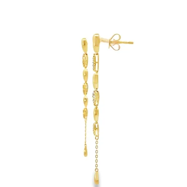14k Yellow Gold Dangle Diamond Earrings Image 2 Arezzo Jewelers Elmwood Park, IL