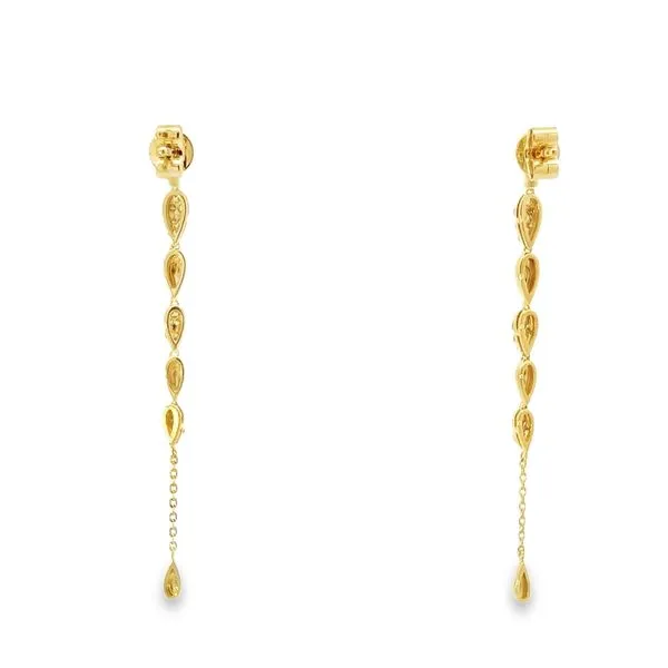 14k Yellow Gold Dangle Diamond Earrings Image 3 Arezzo Jewelers Elmwood Park, IL