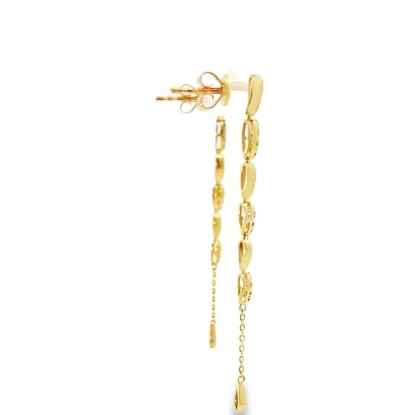 14k Yellow Gold Dangle Diamond Earrings Image 4 Arezzo Jewelers Elmwood Park, IL