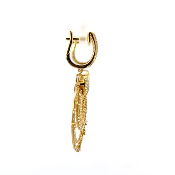 18K Yellow Gold Dangle Diamond Earrings Image 2 Arezzo Jewelers Elmwood, IL
