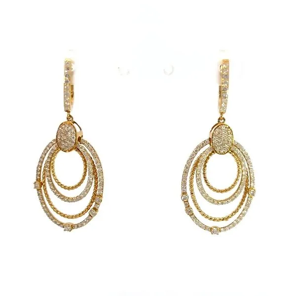 18K Yellow Gold Dangle Diamond Earrings Arezzo Jewelers Elmwood, IL