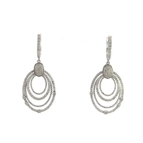 18K White Gold Dangle Diamond Earrings Arezzo Jewelers Elmwood Park, IL