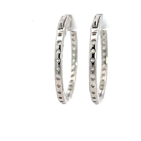 18K White Gold Inside Out 2.45ct Diamond Hoop Earrings Image 3 Arezzo Jewelers Elmwood, IL