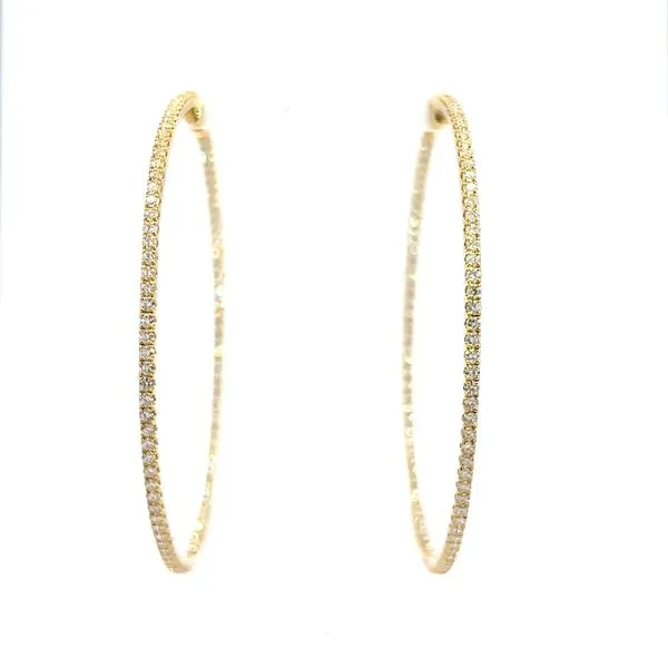 18K Yellow Gold Large 5.00ct Diamond Hoop Earrings Image 2 Arezzo Jewelers Elmwood, IL