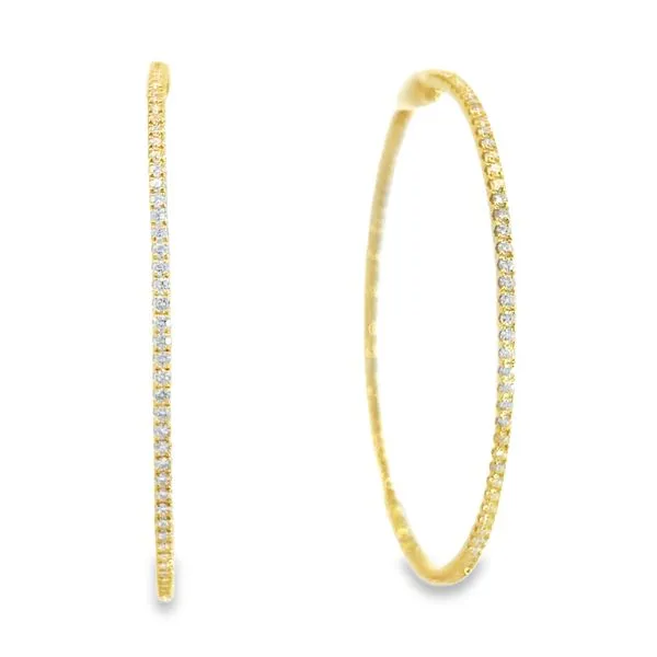 18K Yellow Gold Large 5.00ct Diamond Hoop Earrings Arezzo Jewelers Elmwood, IL