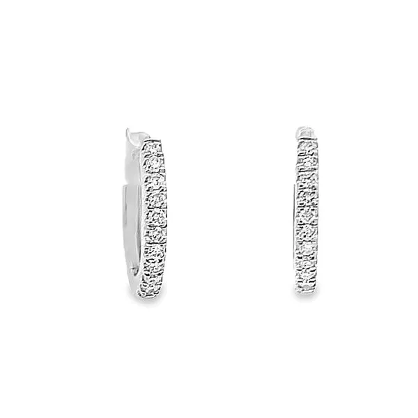 14K Yellow Gold Small Hoop Diamond Earrings Arezzo Jewelers Elmwood Park, IL