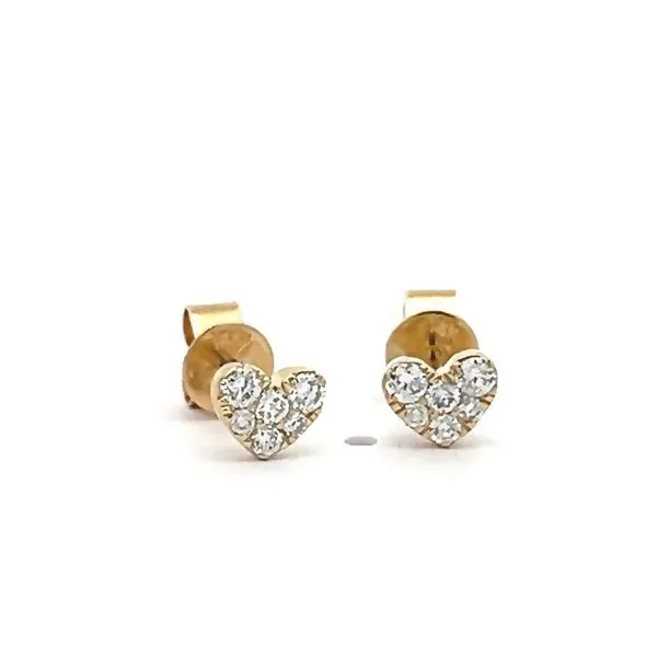 14k Yellow Gold Diamond Heart Earrings Arezzo Jewelers Elmwood Park, IL