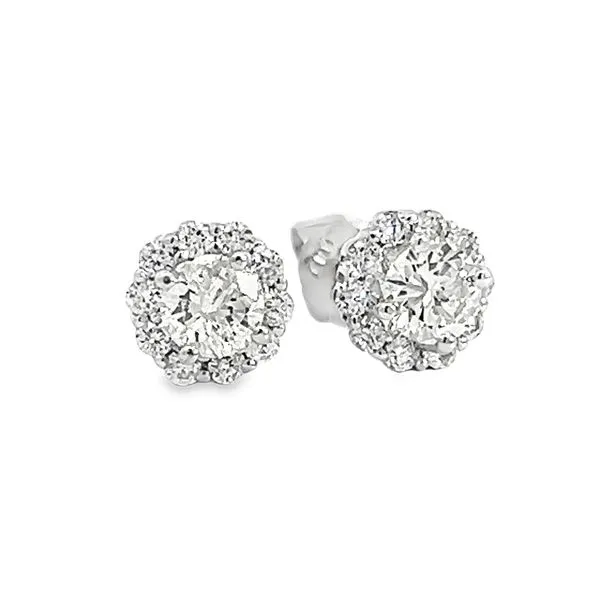 1.07ct Diamond Halo Stud Earrings in 14K White Gold Arezzo Jewelers Elmwood Park, IL