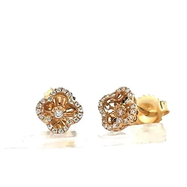 18K Yellow Gold Alhambra Motif Diamond Earrings Arezzo Jewelers Elmwood Park, IL
