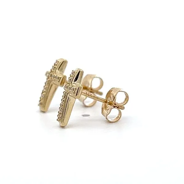 14 Karat Yellow Gold Diamond Cross Earrings Image 2 Arezzo Jewelers Elmwood Park, IL