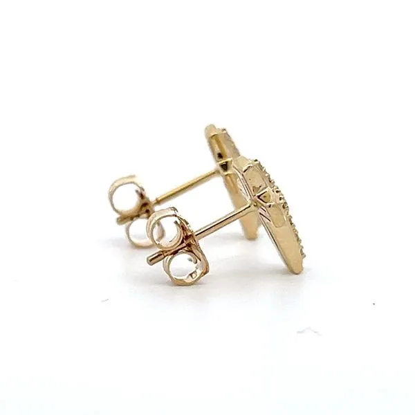 14 Karat Yellow Gold Diamond Cross Earrings Image 3 Arezzo Jewelers Elmwood Park, IL