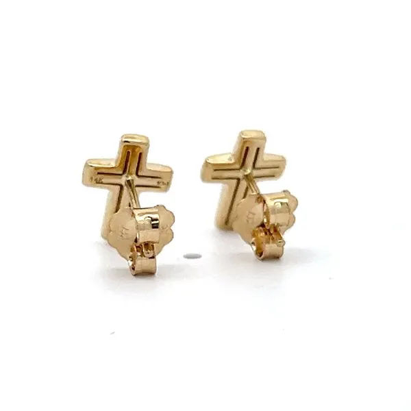 14 Karat Yellow Gold Diamond Cross Earrings Image 4 Arezzo Jewelers Elmwood Park, IL