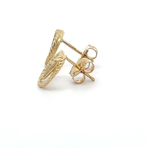 14K Yellow Gold Double Rope Circle Diamond Earrings Image 2 Arezzo Jewelers Elmwood Park, IL
