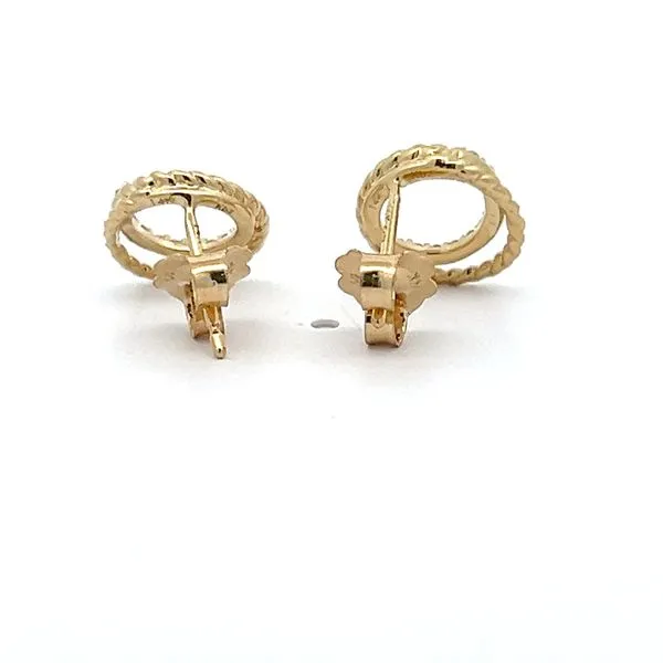 14K Yellow Gold Double Rope Circle Diamond Earrings Image 3 Arezzo Jewelers Elmwood Park, IL