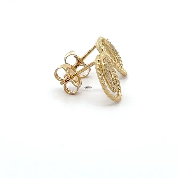 14K Yellow Gold Double Rope Circle Diamond Earrings Image 4 Arezzo Jewelers Elmwood Park, IL