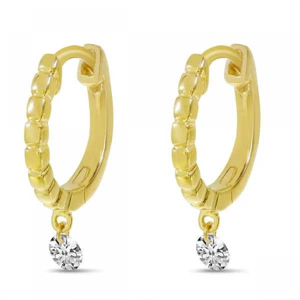 14K Yellow Gold Dashing Diamond Huggie Earrings Arezzo Jewelers Elmwood Park, IL