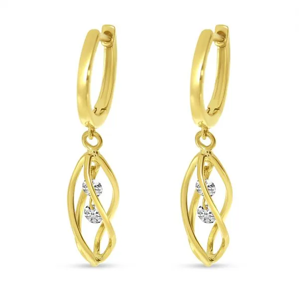 14K Yellow Gold Dashing Diamond 3D Cage Earrings Image 2 Arezzo Jewelers Elmwood Park, IL