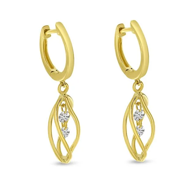 14K Yellow Gold Dashing Diamond 3D Cage Earrings Image 3 Arezzo Jewelers Elmwood Park, IL