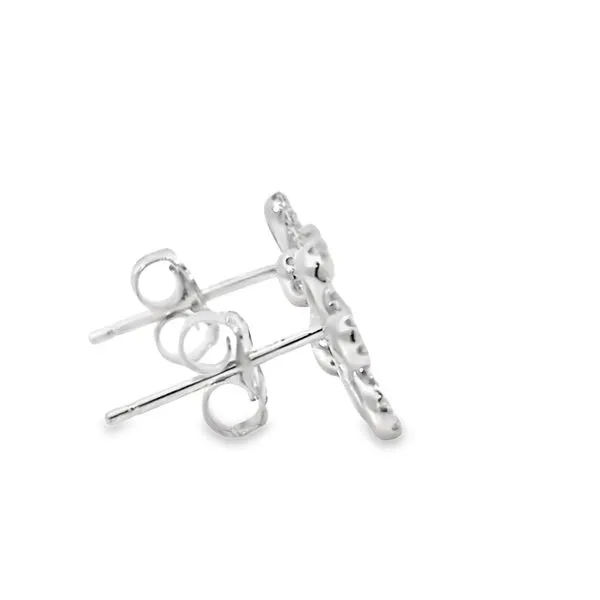 14K White Gold Small Diamond Floral Earrings Image 2 Arezzo Jewelers Elmwood, IL