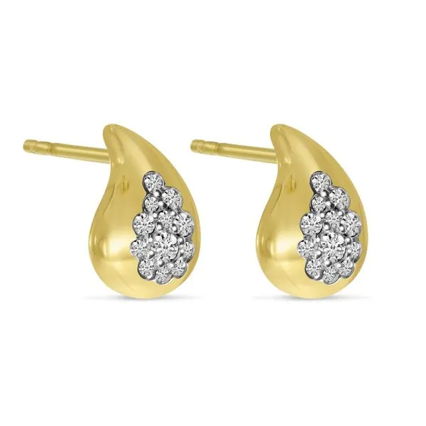 14K Yellow Gold Petite Diamond Teardrop Stud Earrings Image 2 Arezzo Jewelers Elmwood Park, IL