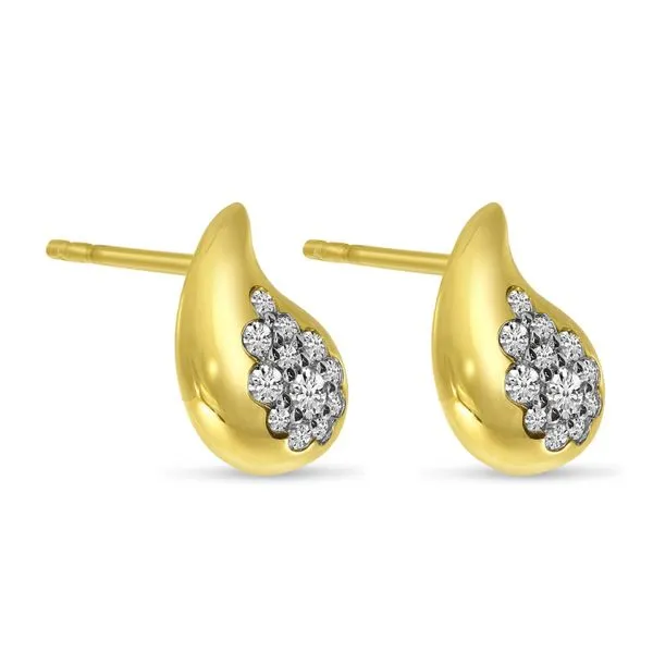 14K Yellow Gold Petite Diamond Teardrop Stud Earrings Image 3 Arezzo Jewelers Elmwood Park, IL